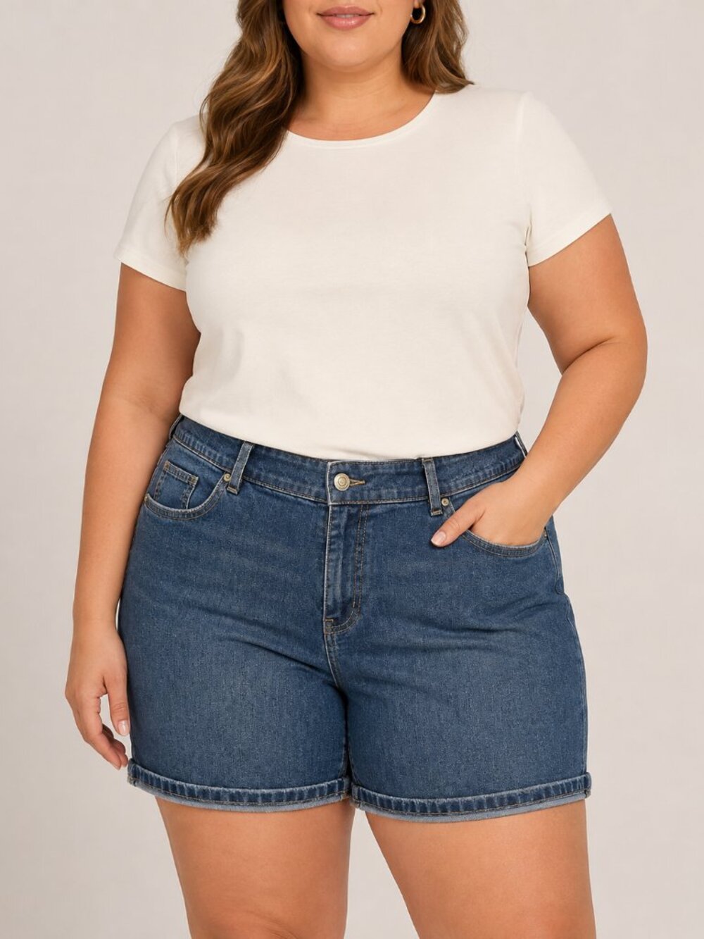 JAG Jeans Plus Size 18W Lightly Distressed Denim Shorts